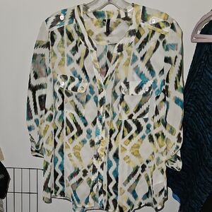Maurices Multicolor Geometric Blouse